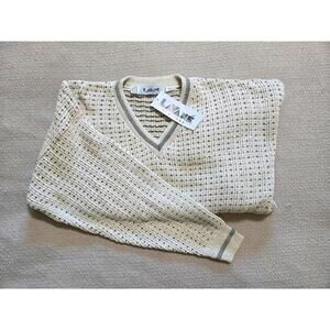 Lavane Sweater L | Textured V-Neck Knit NWT